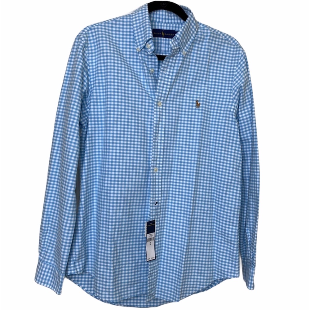 Ralph Lauren Blue and White Gingham Dress Shirt